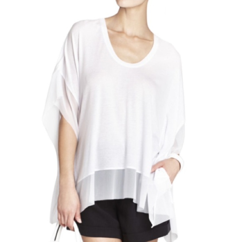 BCBG Lucilla Mesh Hem Top SZ S PONCHO